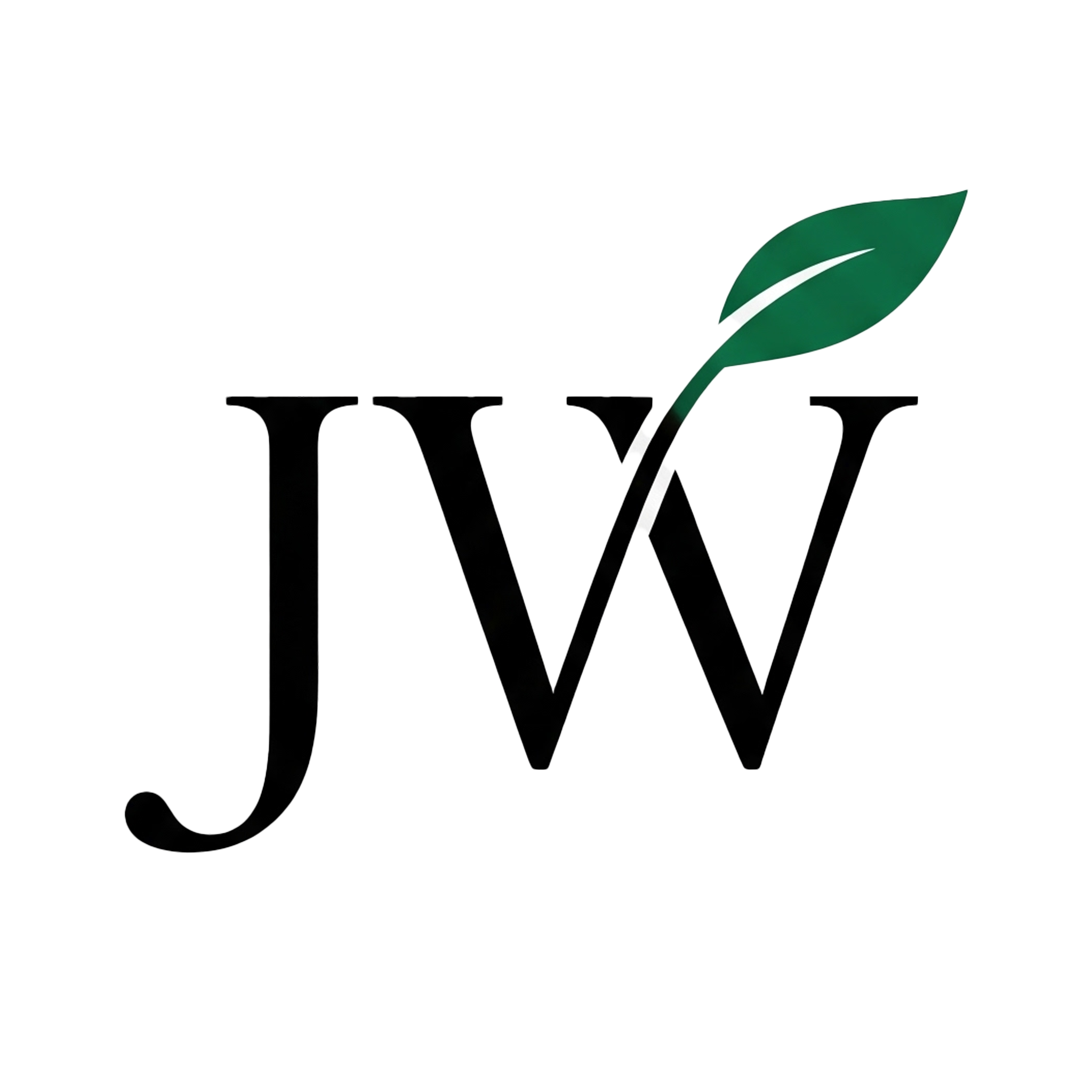 Stylized JW Logo with Leaf